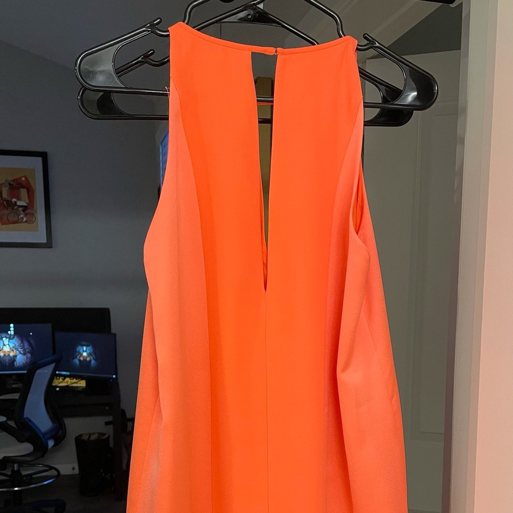 PARKER 'Ronan' Coral Satin Keyhole A-Line Dress